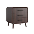 Modern Wooden Nightstand with Three Drawers and Rounded Edges