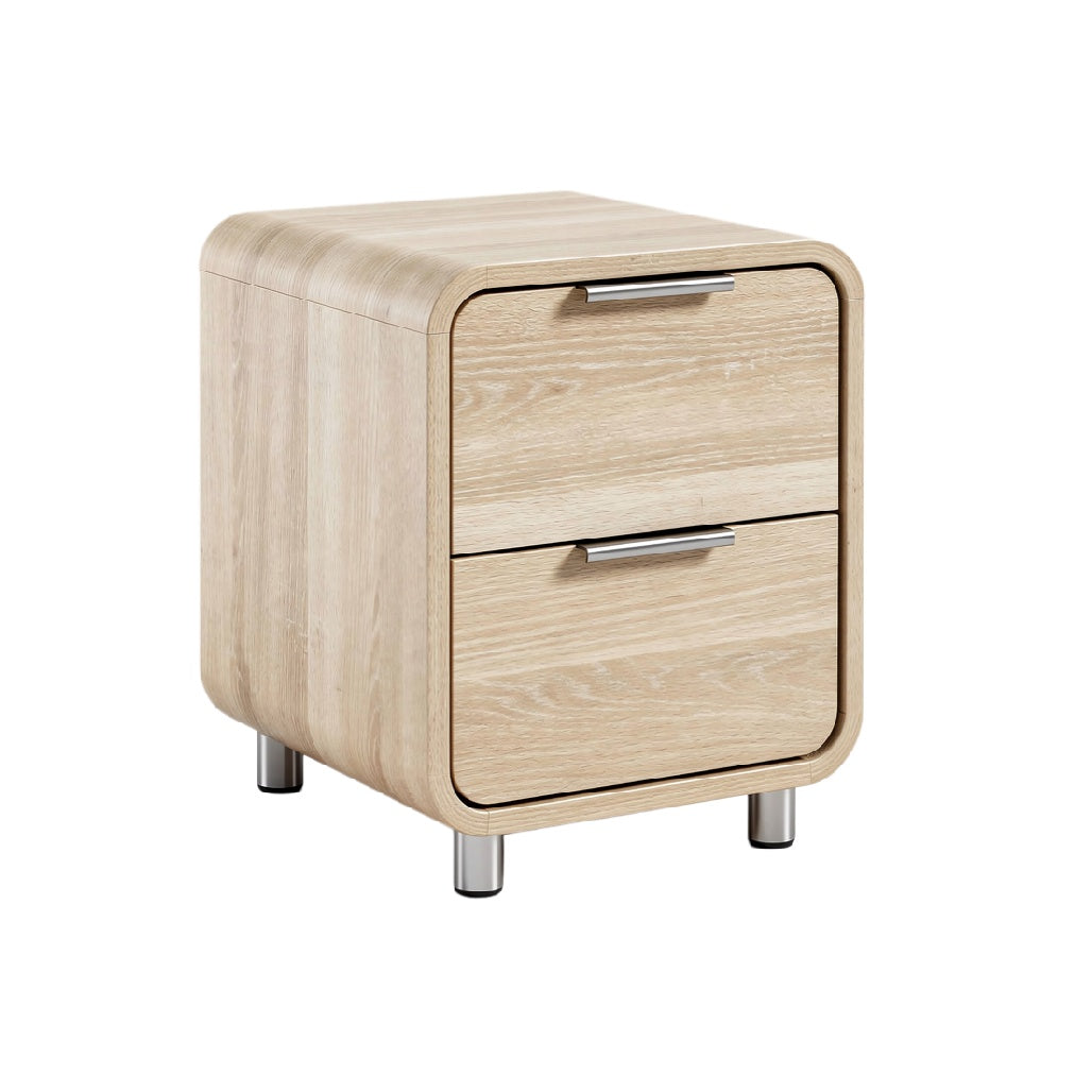 Modern Minimalist Wooden Nightstand with Two Drawers