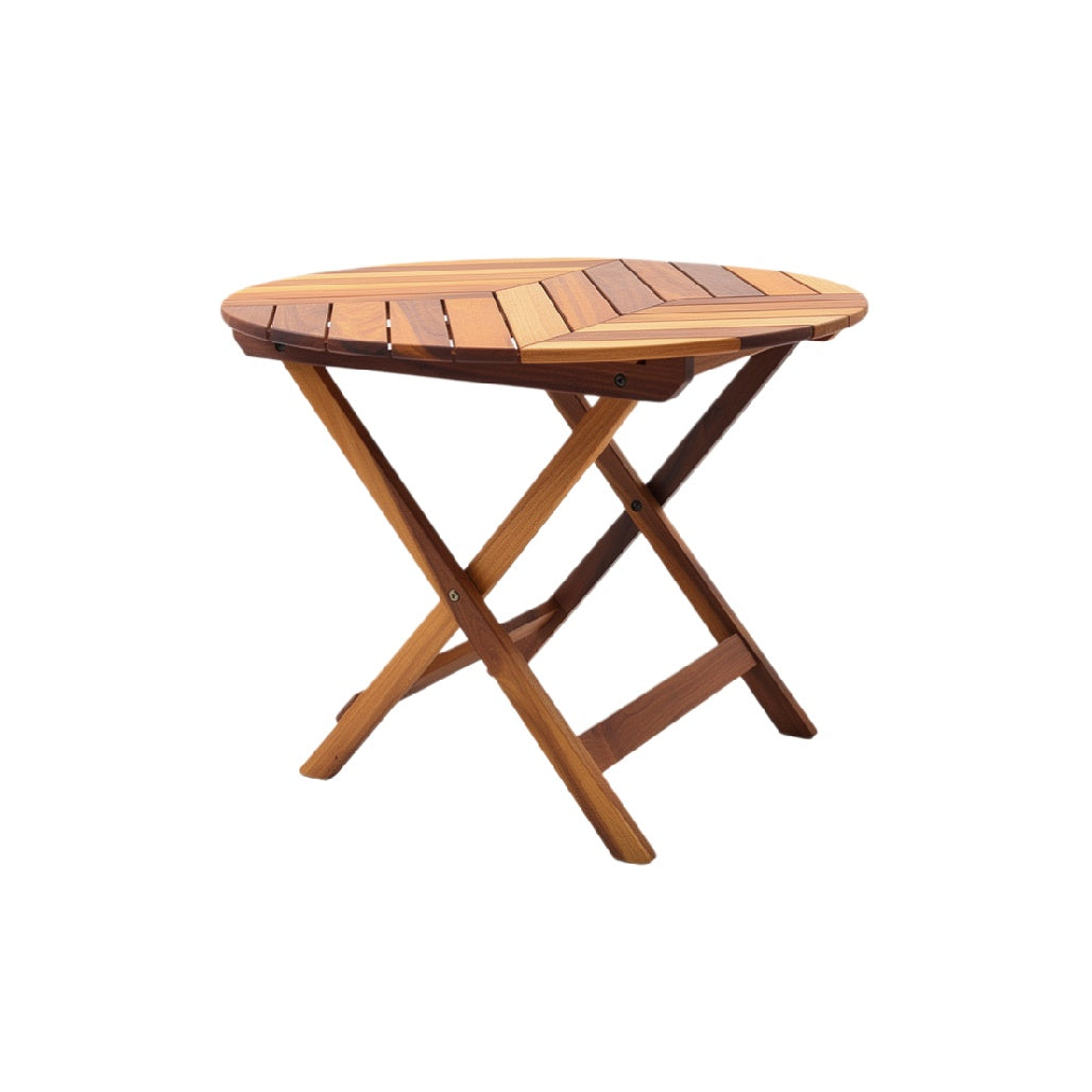 Folding Round Wooden Table - Portable Outdoor Furniture